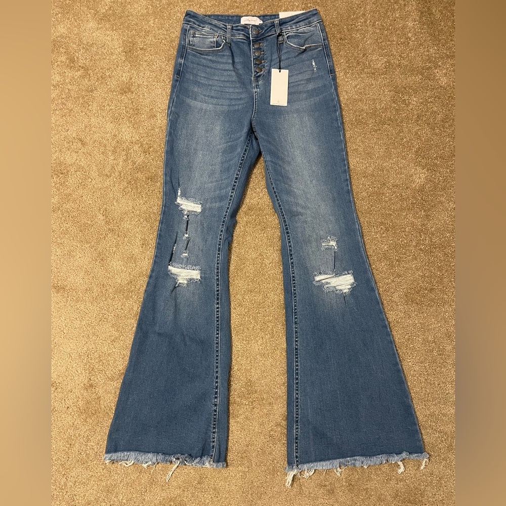 Jelly Jeans Button Fly Bell bottom Flare stretch Jeans NWT